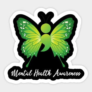 Mental Health Awareness Butterfly Semicolon Sticker